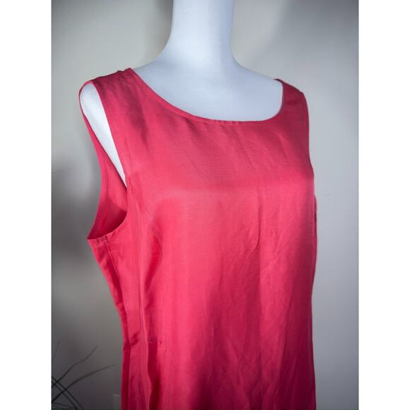 J. Jill Dress NWT Women XL Strawberry Red Pink Midi Tank Linen Shift Sleeveless - Picture 6 of 10